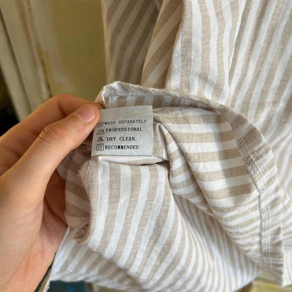 Vintage Ruffle Collared Striped Button Up Shirt - Picture 2 of 5